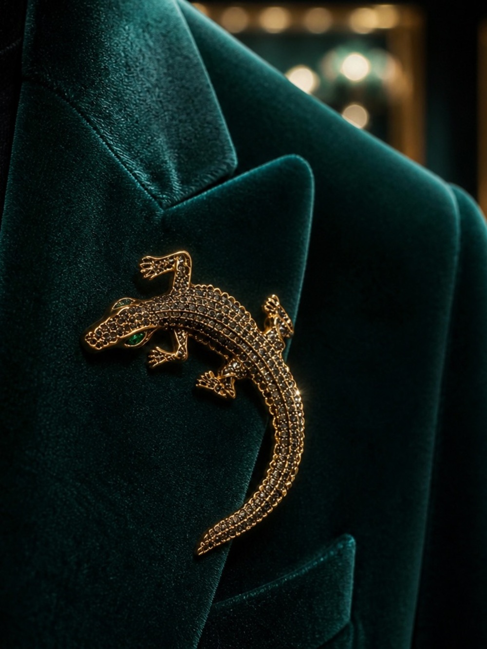 Gold Alligator Lapel Pin - Women jewelry